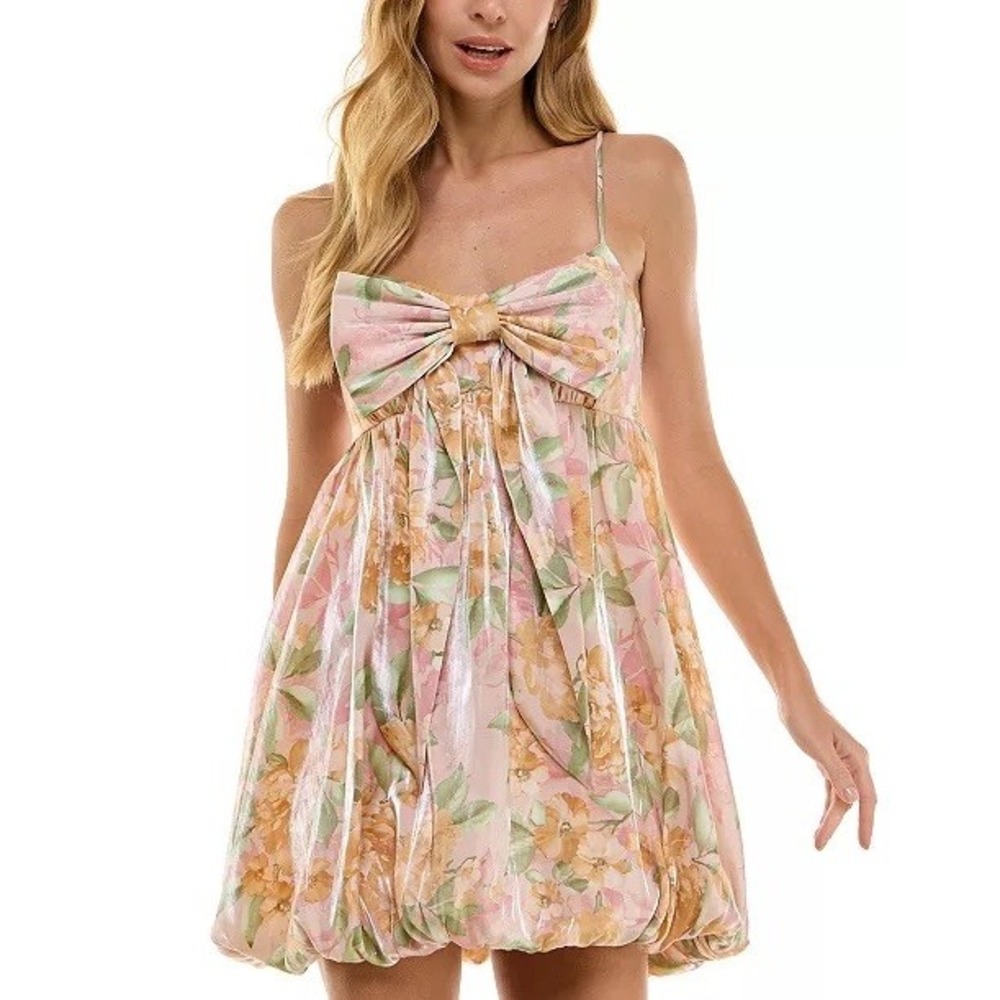 SENI & CADE Juniors' Bow-Bodice A-Line Shimmer Dress Sz S NWT